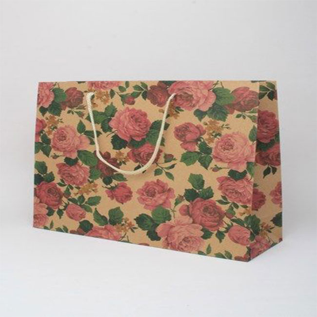 Floral Print Brown Gift Bag