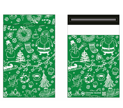 Green Christmas Mailing Bags 10"x14"