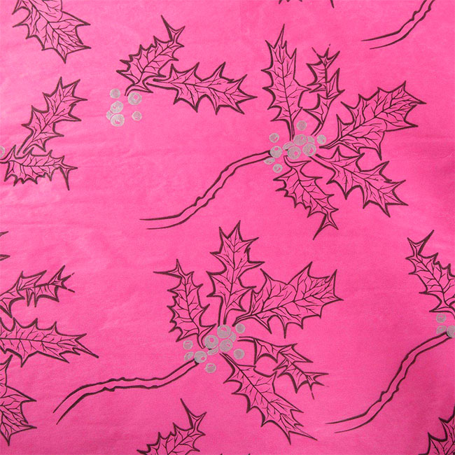 Holly Black & Silver On Cerise Tissue
