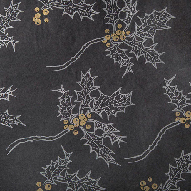 Holly Gold & Silver On Black Tissue