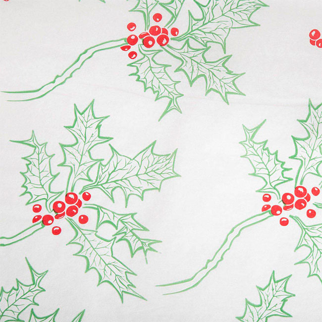 Holly Red & Green On White Tissue