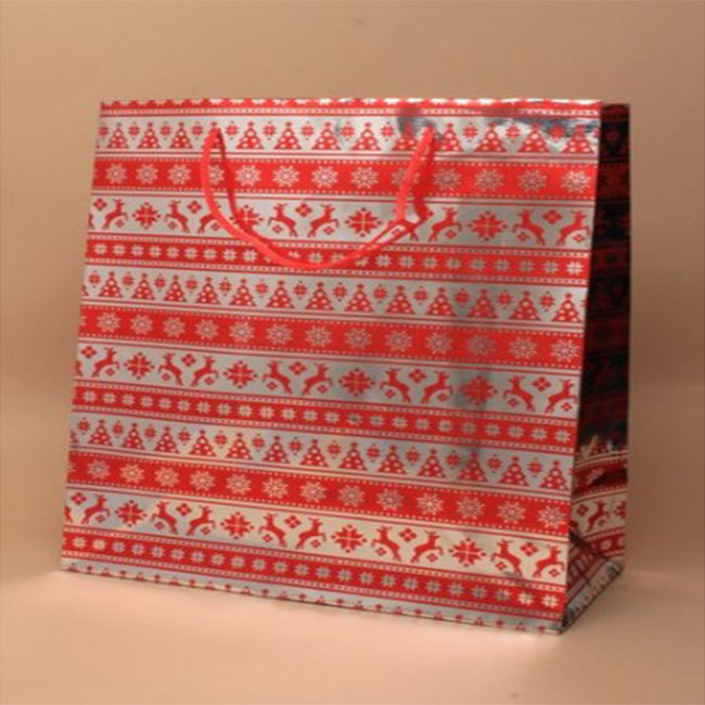 Red & Silver Christmas Holographic Gift Bags Small