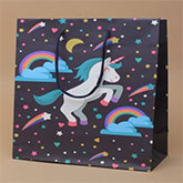 Navy Unicorn Gift Bag 23x18x9cm