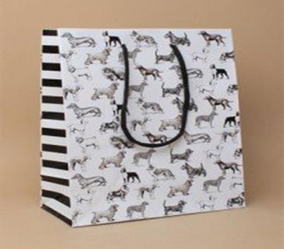 Black White Dog Print Gift Bag 23x18x9cm Mailing Bags R Us