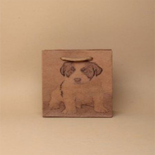 Dog Print Brown Gift Bag