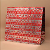 Red & Silver Christmas Holographic Gift Bags Medium